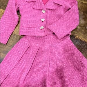 Pink Tweed Skirt and Jacket Set